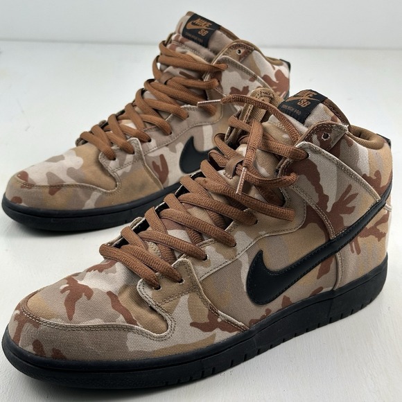 Nike Dunk Pro SB High Brown Camo Shoes Men Size 11 BQ6826-200 Sneakers